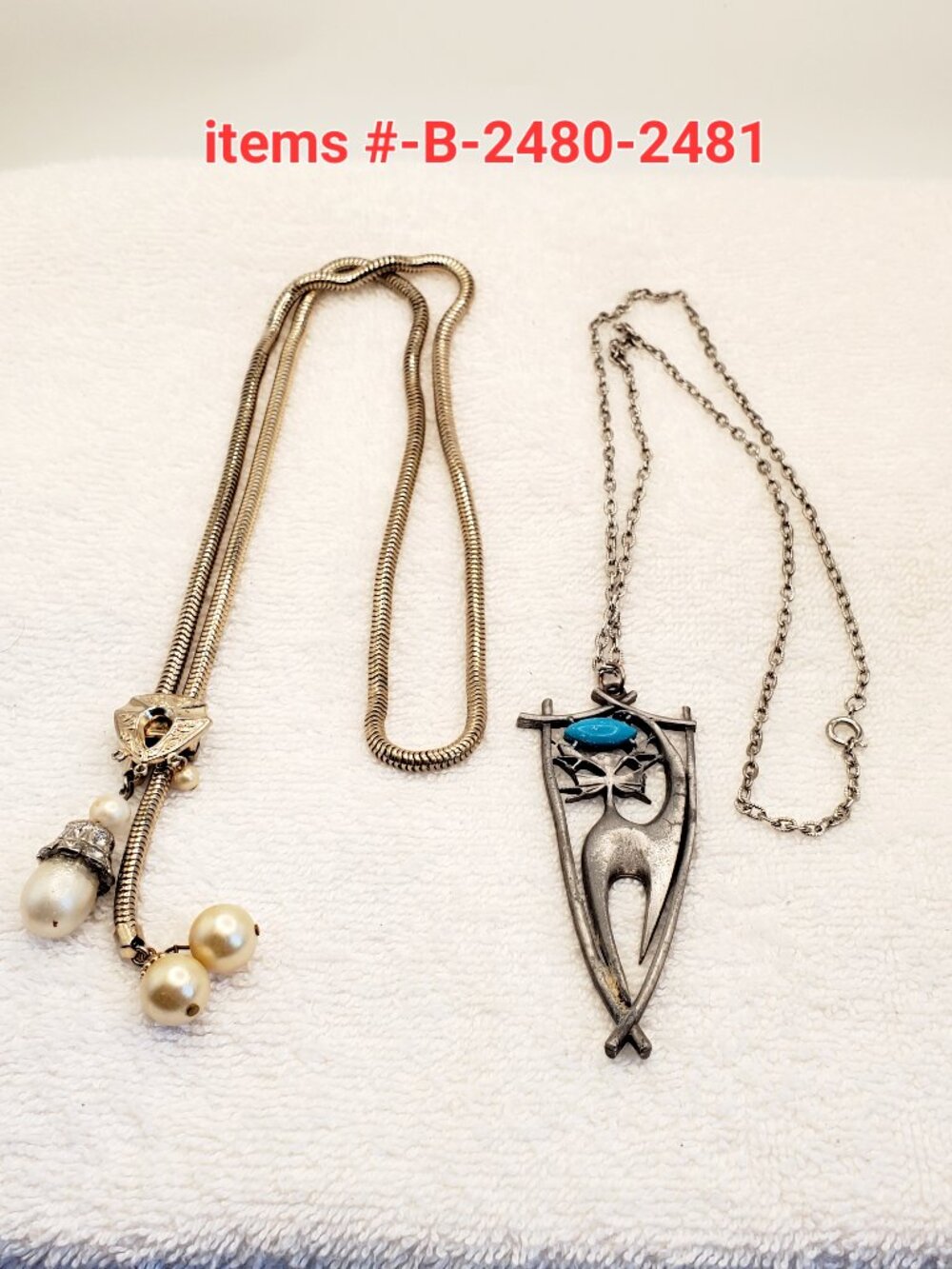 2 Necklaces, items # B-2480-2481,. wt.  85 grams.
